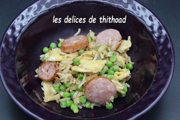 Riz Cantonnais à la saucisse fumée