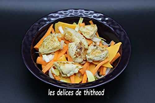 Salade de poulet, endive, carotte et mimolette