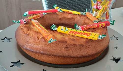 Mon gâteau au carambar aux fruits.....