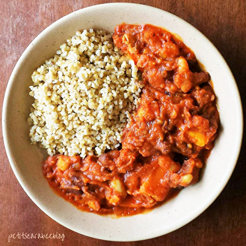 Duo de haricots & patate douce {sauce tomate + cacahuète}