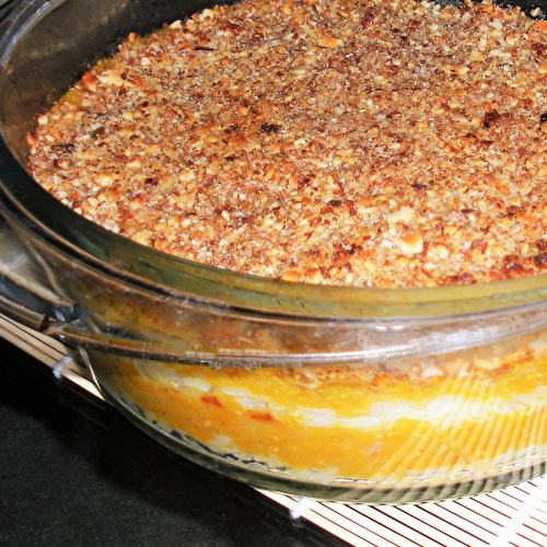 Gratin de butternut & lentilles corail, crumble noix-amandes