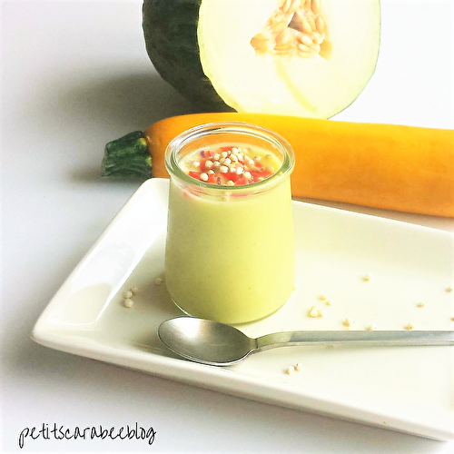 Soupe glacée courgette jaune, gingembre & melon vert {facile, express et cru}