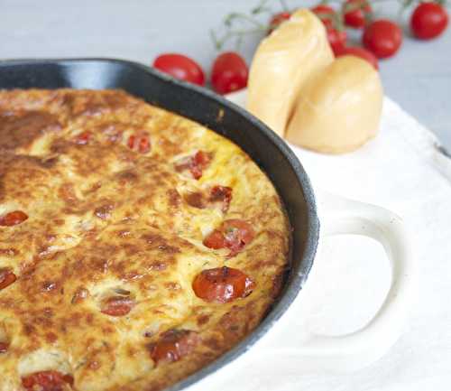 Clafoutis aux tomates cerise et scarmoza fumée