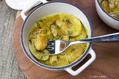 Fondue de moules au curry et au miel