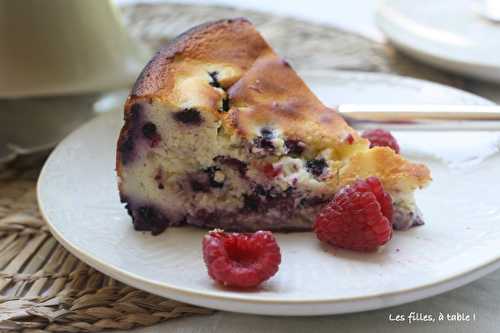 Gâteau au fromage blanc, myrtilles et citron vert