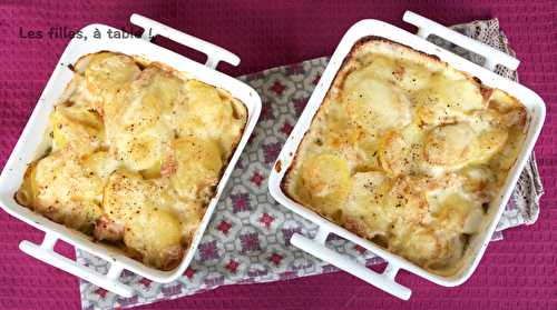 Gratin au saumon, pommes de terre, poireaux et Maroilles