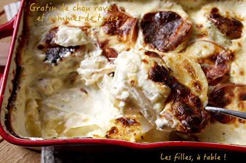 Gratin de chou-rave, pommes de terre et scamorza fumée