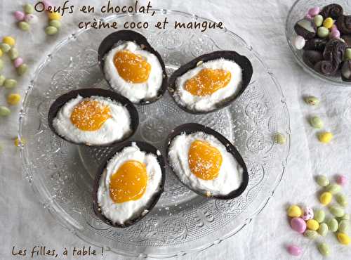 Oeufs en chocolat, crème coco et mangue