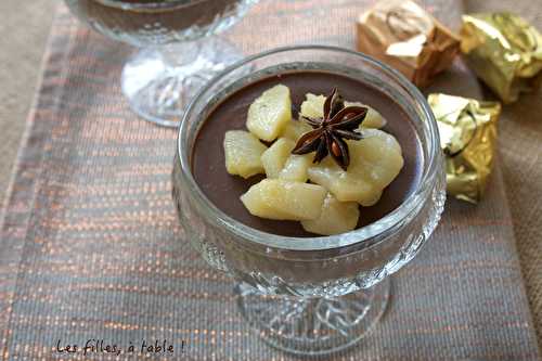 Panna cotta au chocolat et poires pochées à la badiane