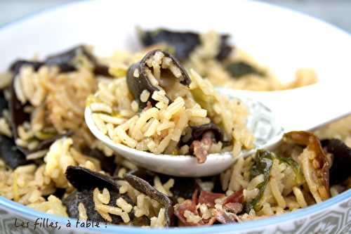 Poêlée de riz au pak choi et champignons noirs