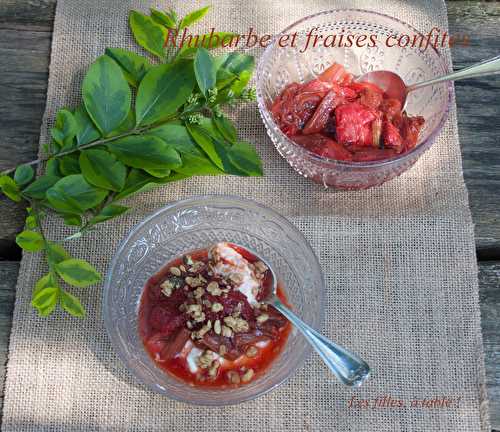Rhubarbe et fraises confites