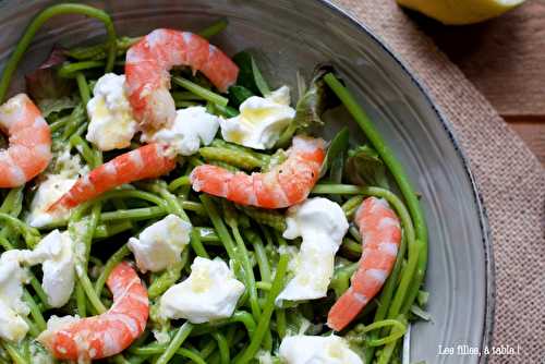 Salade aux asperges des bois et crevettes