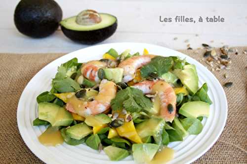 Salade avocat, mangue et crevettes