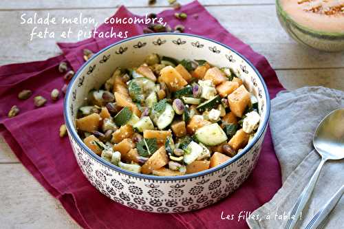 Salade de melon, concombre, feta et pistaches