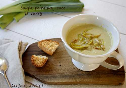 Soupe de poireaux, coco et curry