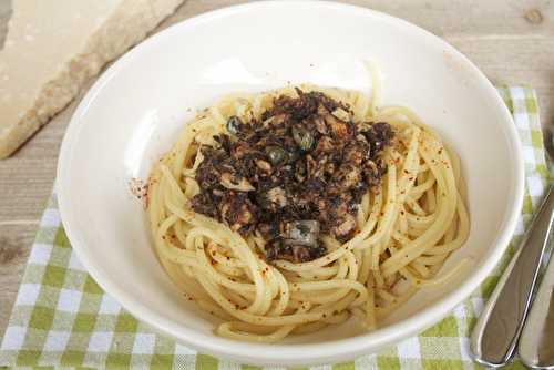 Spaghettis au thon et à la tapenade