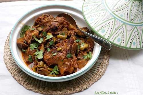 Tajine de souris d’agneau aux artichauts et fèves