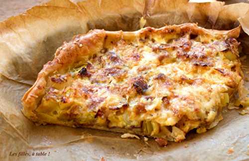 Tarte aux poireaux et cheddar