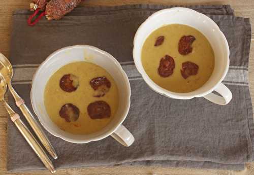 Velouté de pois cassés au chorizo