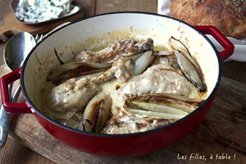 Poulet et endives, sauce roquefort