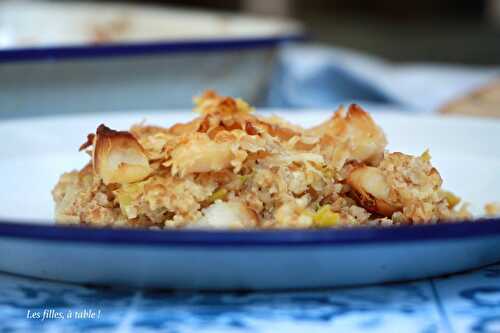 Gratin de haddock, poireaux et boulgour