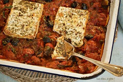 Feta rôtie aux tomates et poivrons