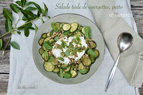 Salade tiède de courgettes, pesto et burrata