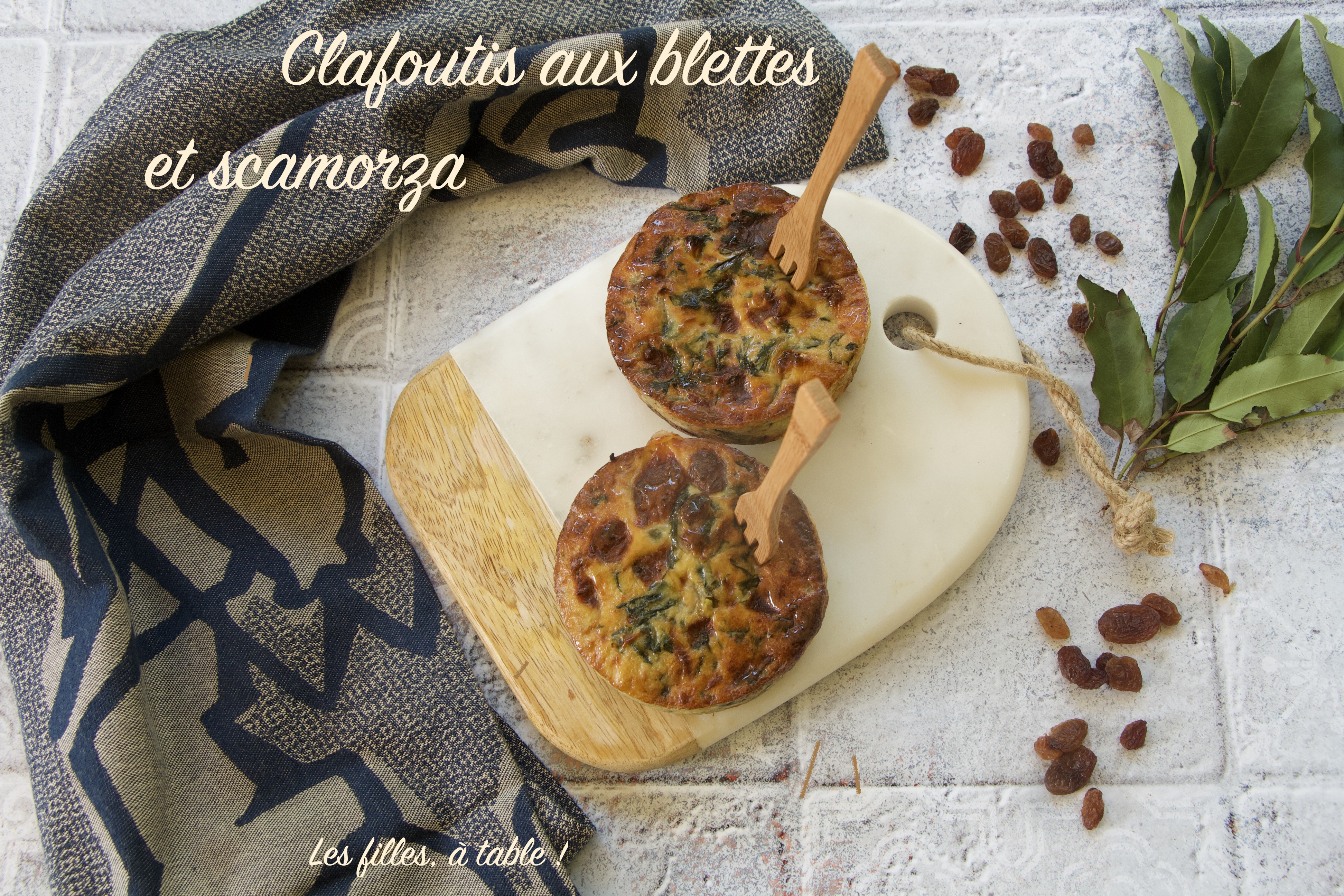 Clafoutis aux blettes, scamorza et raisins secs