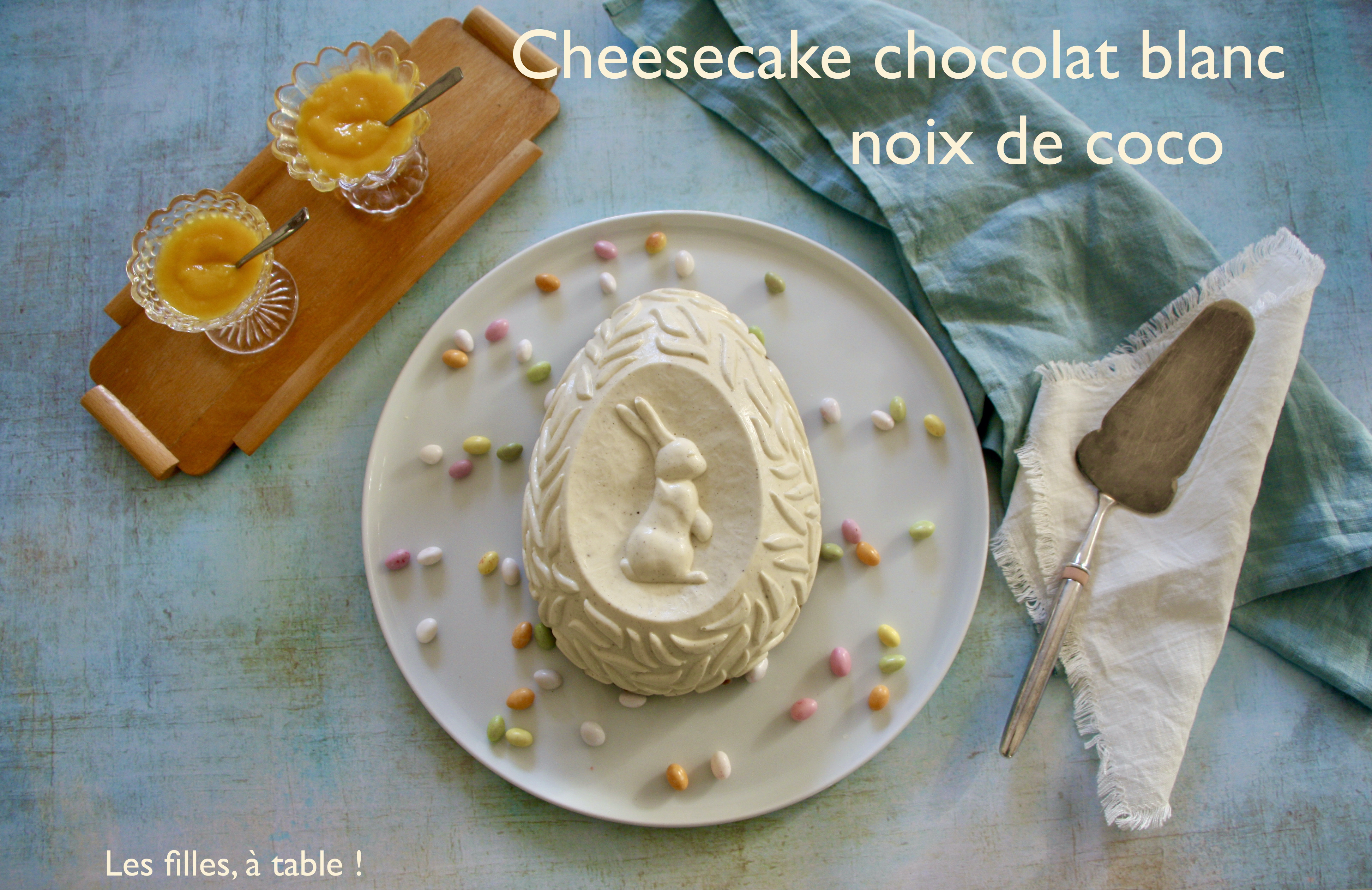 Cheesecake sans cuisson au chocolat blanc et noix de coco