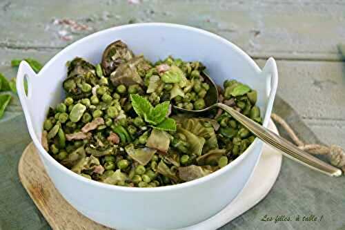 Cocotte de légumes de printemps (fèves, petits pois, artichauts)