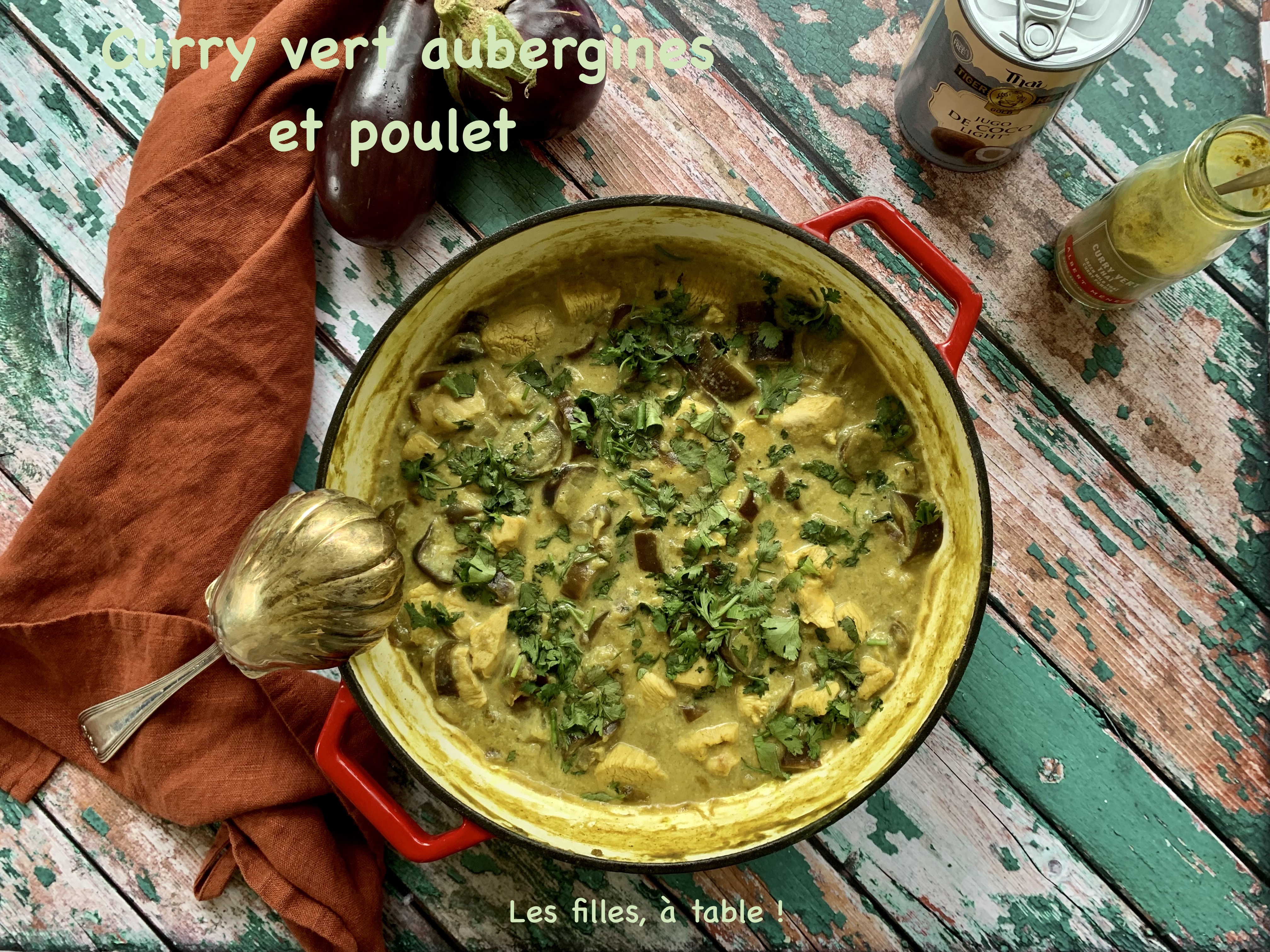 Curry vert d’aubergines et poulet