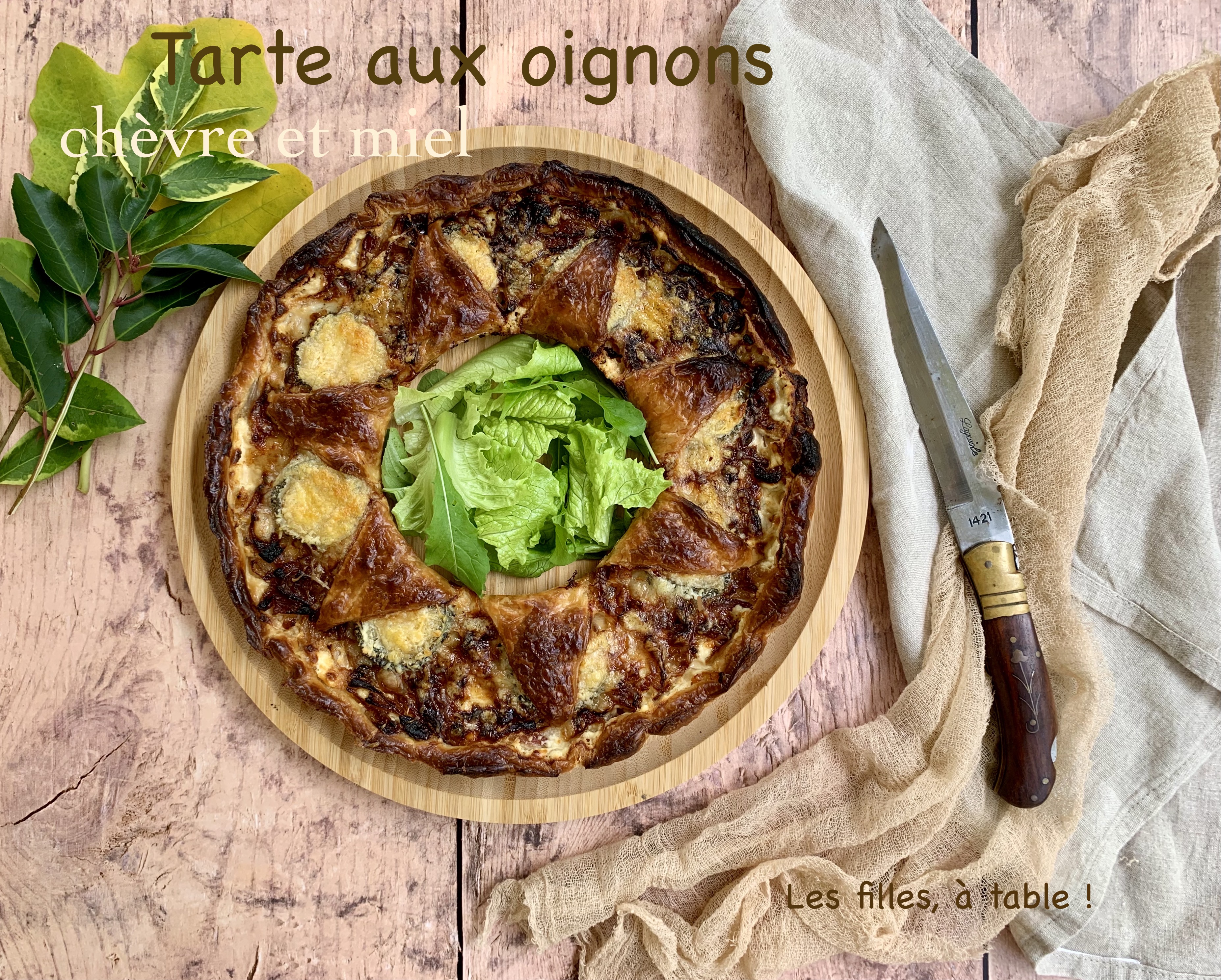Tarte aux oignons, chèvre et miel