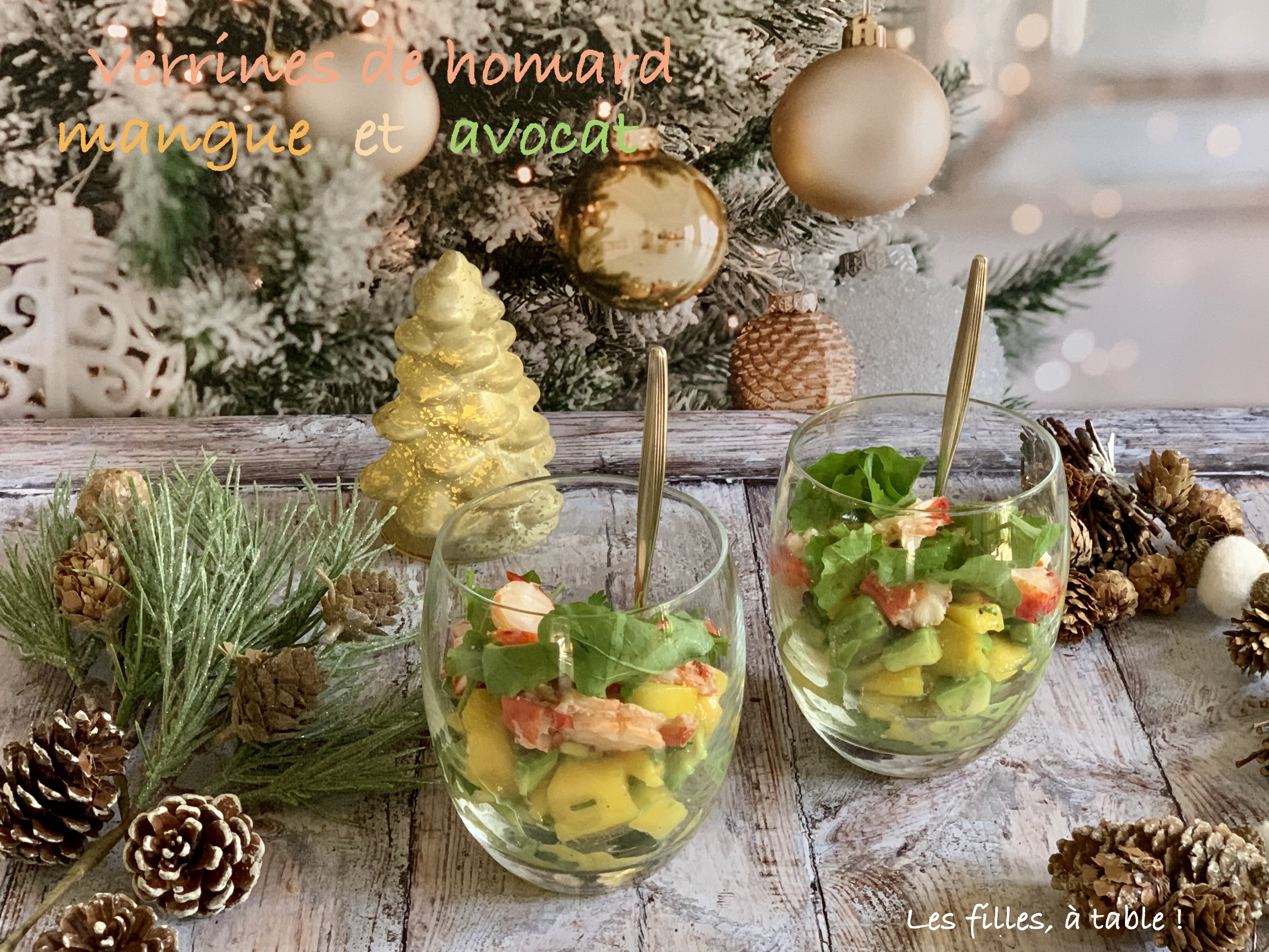 Verrines de homard, mangue et avocat