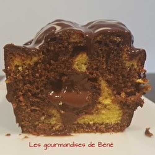 Cake marbré coeur gianduja/chocolat