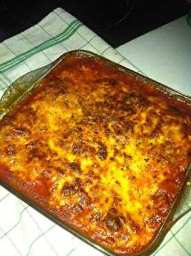 Carrés de Cannellonis façon lasagnes à la viande hachée paprika fumé oignons .