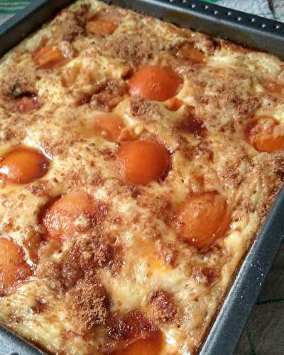 Clafoutis aux abricots sans gluten au sucre Muscovado équitable à 4 mains .