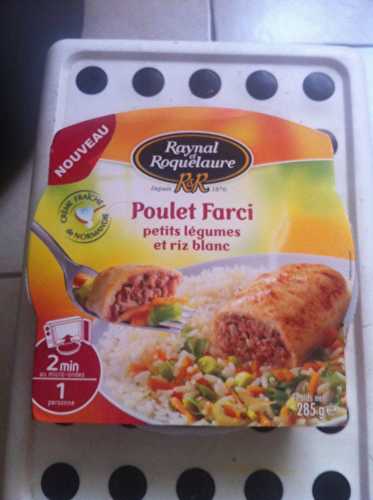 Du nouveau chez Raynal et Roquelaure ( poulet farci aux petits légumes et riz blanc ) .