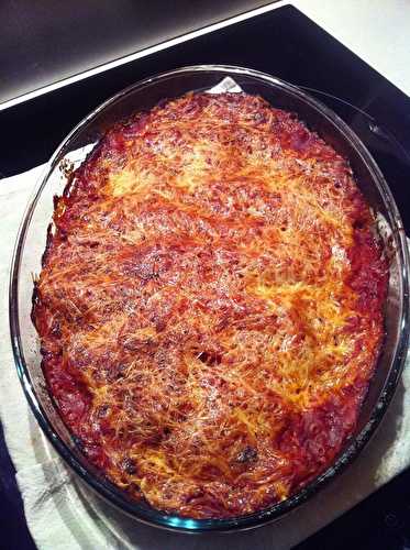 Lasagnes maison viande hachée au piment doux et sa sauce tomate gourmande maison .