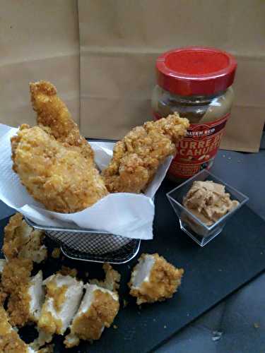 Les Délices de Clément : Blancs de poulet panés au beurre de cacahuète équitable et sa panure au Curly .