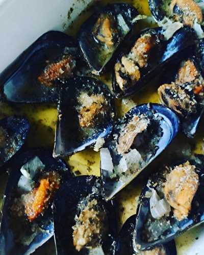 Mes moules en persillade gratinées sans gluten