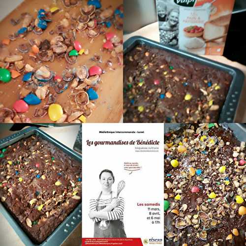 Mon brownies sans gluten au chocolat noir équitable au M&M'S .