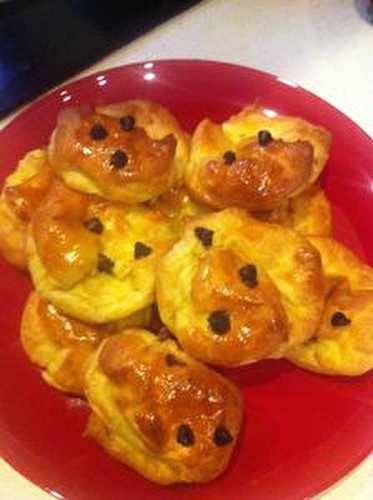 Petits choux maison à l'extrait de vanille et pépites de chocolat .