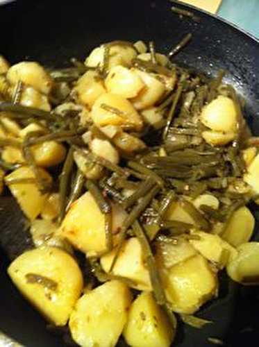 Poêlée rapide haricots verts pommes de terres sautées au cumin.