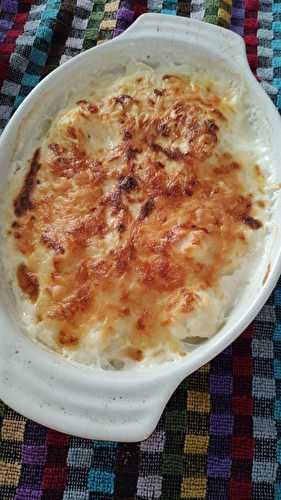 Mon gratin de choux-fleur au fromage de brebis Trident local avec sa béchamel sans gluten maison.