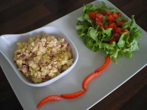 Brouillade d'oeufs au boursin et jambon