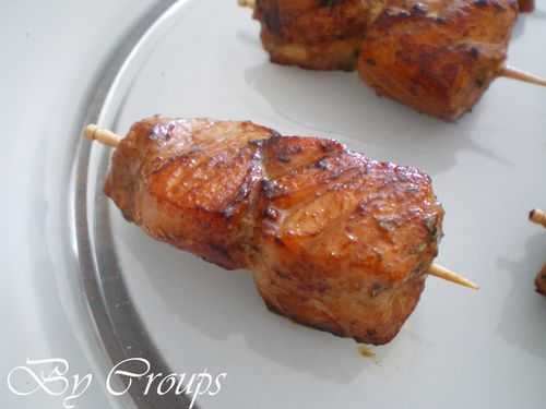 Mini-brochette de saumon sauce teriyaki