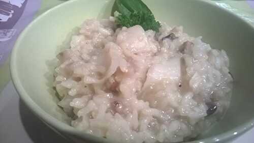 RISOTTO AUX ST JACQUES FRAICHES, PARMESAN ET SON TRIO DE CHAMPIGNONS FORESTIERS