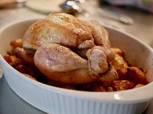 [Au masculin...] 🐓 Coquelet rôti. Pommes de terre primeurs. - Les Gourmands disent ...