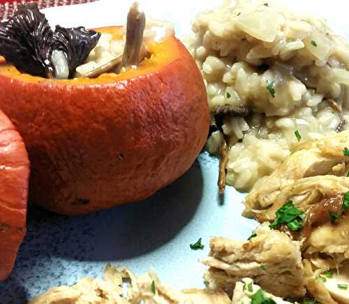 [Au menu, ce soir!] 🎃 Potimarron. Risotto aux chanterelles grises, et émincé de volaille. - Les Gourmands disent ...