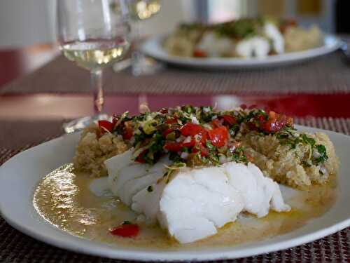 [Bon sous tous rapports!] 🐟 Dos de cabillaud. Quinoa et sauce aux câpres. - Les Gourmands disent ...